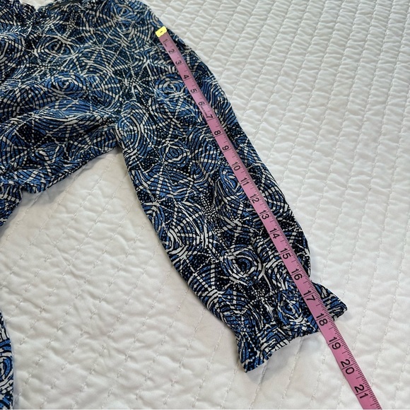 Maje 100% Viscose in Smocking Indigo Patterned With Long Sleeve Dress - Picture 8 of 16